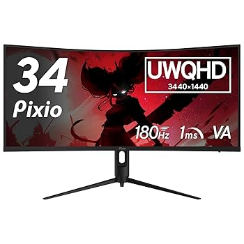 【中古】Pixio PXC348C NEO ゲーミングモニター 湾曲 34インチ 180Hz UWQHD Fast VA Type-C ワイドモニター ピクシオ