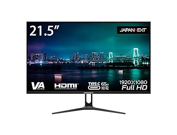 【中古】JAPANNEXT 21.5インチ モニター フルHD 1920x1080解像度 VA ディスプレイ (HDMI/USB-C 給電 (65W) / スピーカー内蔵/VESA対応/ブルーライトカッ