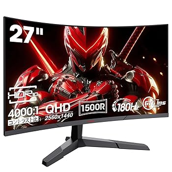 【中古】【未使用】KOORUI ゲーミングモニター WQHD 27インチ 湾曲モニター 180Hz 1ms(GTG) 1500R Adaptive Sync HDR 傾き調節 HDMI DP VESA 27E6QCA 【中古】【未使用】KOORUI ゲーミングモニター WQHD 27インチ 湾曲モニター 180Hz 1ms(GTG) 1500R Adaptive Sync HDR 傾き調節 HDMI DP VESA 27E6QCA
