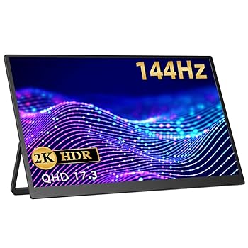 【中古】EVICIV モバイルモニター 17.3インチ 2K 144Hz 自立型 非光沢 IPS 100%sRGB ゲーム ポータブル ブルーライト軽減 ゲーム用モニター VESA対応 PS5