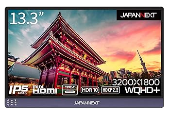 【中古】【未使用】JAPANNEXT JN-MD-IPS133WQHDP 13.3型 3200x1800解像度 モバイルモニター USB Type-C miniHDMI