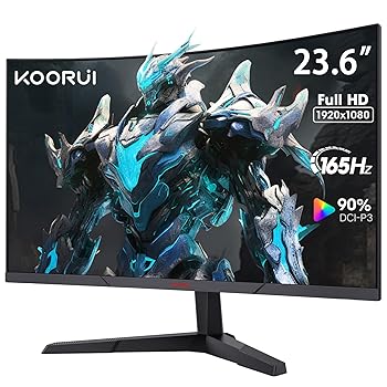 【中古】KOORUI ゲーミングモニター 24インチモニター フルHD 165Hz 湾曲/カーブ型 PCモニター 液晶ディスプレイ FreeSync G-SYNC互換 DPx1/HDMIx2/ブル