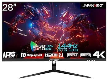 【中古】JAPANNEXT 28インチ ゲーミングモニター 144Hz 1ms 4K UHD 3840x2160解像度 IPS パネル ディスプレイ (HDMI/DisplayPort/VESA対応/ブルーライト 【中古】JAPANNEXT 28インチ ゲーミングモニター 144Hz 1ms 4K UHD 3840x2160解像度 IPS パネル ディスプレイ (HDMI/DisplayPort/VESA対応/ブルーライト