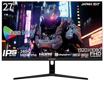 【中古】【未使用】JAPANNEXT 27インチ ゲーミングモニター 240Hz 1ms フルHD 1920x1080解像度 IPS パネル ディスプレイ (HDMI/DisplayPort/VESA対応/ブルーライト 【中古】【未使用】JAPANNEXT 27インチ ゲーミングモニター 240Hz 1ms フルHD 1920x1080解像度 IPS パネル ディスプレイ (HDMI/DisplayPort/VESA対応/ブルーライト