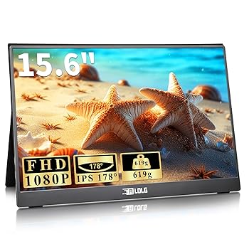 【中古】モバイルモニター ALOLG 15.6インチ モバイルディスプレイ ゲームモニター 1920x1080FHD スピーカー内蔵 IPS液晶パネル 標準HDMI 保護カバー 薄