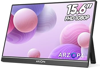 【中古】ARZOPA モバイルモニター 15.6インチ モバイルディスプレイ ポータブルモニター 非光沢IPS液晶パネル 1920x1080FHD 持ち運び モニター 薄型 軽量