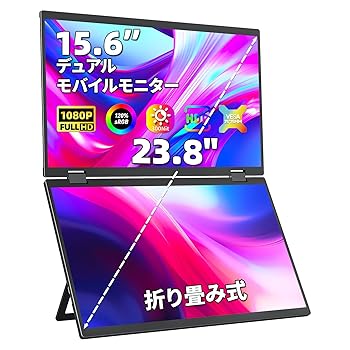 【中古】cocopar デュアル モバイルモニター 15.6インチ FHD1080P トリブルモニター 2画面モニター 折りたたみ式デュアルディスプレイ ポータブルモニタ