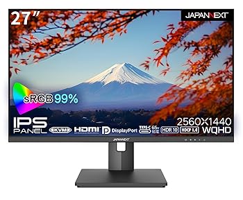 【中古】JAPANNEXT 27インチ モニター WQHD 2560x1440解像度 IPS ディスプレイ (KVM/HDMI/USB-C 給電 (65W) / DisplayPort/スピーカー内蔵/高さ調節/回転 【中古】JAPANNEXT 27インチ モニター WQHD 2560x1440解像度 IPS ディスプレイ (KVM/HDMI/USB-C 給電 (65W) / DisplayPort/スピーカー内蔵/高さ調節/回転