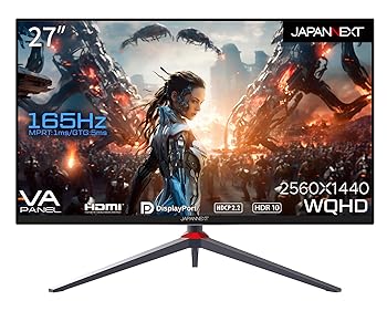 【中古】【未使用】JAPANNEXT 27インチ ゲーミングモニター 165Hz 1ms WQHD 2560x1440解像度 VA パネル ディスプレイ (HDMI/DisplayPort/VESA対応/高さ調節/回転(ピ 【中古】【未使用】JAPANNEXT 27インチ ゲーミングモニター 165Hz 1ms WQHD 2560x1440解像度 VA パネル ディスプレイ (HDMI/DisplayPort/VESA対応/高さ調節/回転(ピ