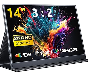 【中古】モバイルモニター 14インチ 2K解像度 モバイルディスプレイ - ポータブルモニター 3:2画面比 IPSパネル 2160x1440P ゲームモニター 100%sRGB 330 【中古】モバイルモニター 14インチ 2K解像度 モバイルディスプレイ - ポータブルモニター 3:2画面比 IPSパネル 2160x1440P ゲームモニター 100%sRGB 330
