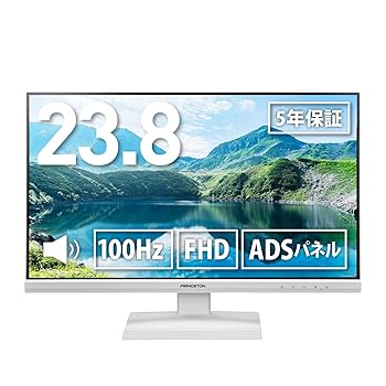 【中古】【未使用】プリンストン モニター 23.8インチ フルHD 100Hz ADSパネル HDMI VGA ブルーライト軽減 フレームレス スピーカー内蔵 VESAマウント ホワイト PTF(2)