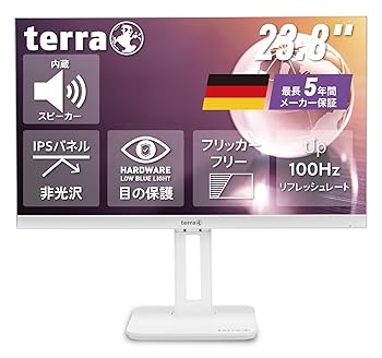 【中古】TERRA 2465WPV ホワイト 24インチ 白 ピボット モニター 最長 5年保証 IPS 非光沢 フルHD 100Hz HDMI/Displayport/USB Type-C （充電不可） ハー