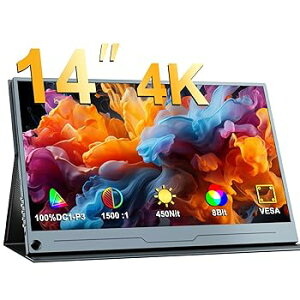 【中古】モバイルモニター EVICIV 14インチ 4Kモバイルディスプレイ ゲームモニター 3840x2160P ゲームモニター 100%DCI-P3 広色域 色深度8Bit スイッチ
