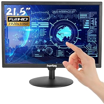 【中古】Suprlipy 21.5インチ タッチスクリーンモニター FHD 1920x1050 HDMI VGA AV USB BNC対応, 10ポイント静電容量タッチTFT LED 16:9モニター ノート