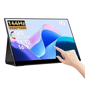 【中古】【未使用】EHOMEWEI モバイルモニター 16インチ 144Hz 2.5K QHD タッチパネル IPS ゲーミングモニター 光沢 超薄型 アスペクト比 切替可 DCI-P3 100% デジ 【中古】【未使用】EHOMEWEI モバイルモニター 16インチ 144Hz 2.5K QHD タッチパネル IPS ゲーミングモニター 光沢 超薄型 アスペクト比 切替可 DCI-P3 100% デジ