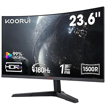 【中古】KOORUI ゲーミングモニター 湾曲 モニター 24インチ 180Hz 1ms ディスプレイ PCモニター フルHD/1500R/Adpitive sync(G-SYN互換)/DPx1/HDMIx2/VE 【中古】KOORUI ゲーミングモニター 湾曲 モニター 24インチ 180Hz 1ms ディスプレイ PCモニター フルHD/1500R/Adpitive sync(G-SYN互換)/DPx1/HDMIx2/VE