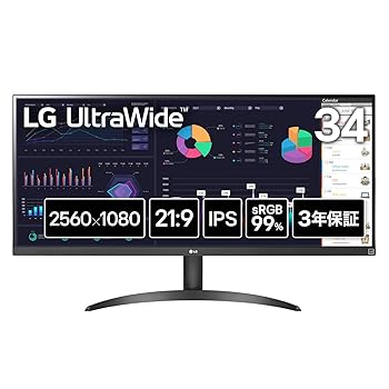 19 inches + - 【中古】LG ウルトラワイドモニター 平面 UltraWide Monitor 34WQ500-B 34インチ/2560×1080/100Hz/MBR 1ms/IPS/sRGB 99%/DisplayHDR 400/アンチグレア/H