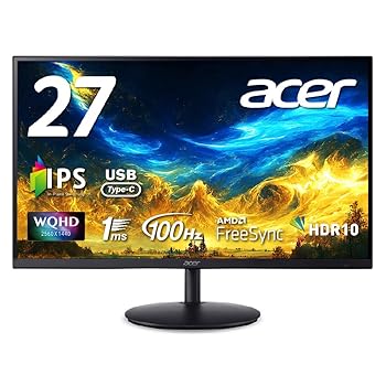 楽天AJIMURA-SHOP【中古】Acer モニター 27インチワイド WQHD IPS 非光沢 100Hz 1ms（VRB） NTSC 72％ AMD FreeSync HDMI 2.0 USB DisplayPort v1.2 3.2ポート（Type-C、65W給