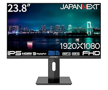 【中古】【未使用】JAPANNEXT 23.8インチ モニター フルHD 1920x1080解像度 IPS ディスプレイ (HDMI/USB-C 給電 (65W) / DisplayPort/スピーカー内蔵/高さ調節/回転