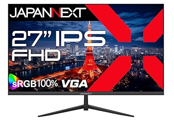 【中古】【未使用】JAPANNEXT 27インチ モニター フルHD 1920x1080解像度 IPS ディスプレイ (HDMI/VGA/スピーカー内蔵/ブルーライトカット) JN-IPS271FHD