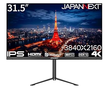 【中古】JAPANNEXT 31.5インチ モニター 4K UHD 3840x2160解像度 IPS ディスプレイ (HDMI/DisplayPort/スピーカー内蔵/高さ調節/回転(ピボット)機能/VESA