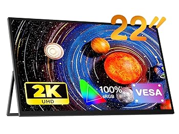 【中古】【未使用】UPERFCET モバイルモニター 22インチ モバイルディスプレイ 2K 持ち運びモニター VESA対応 ポータブルモニター 大画面非光沢 広色域 大型 サブモ