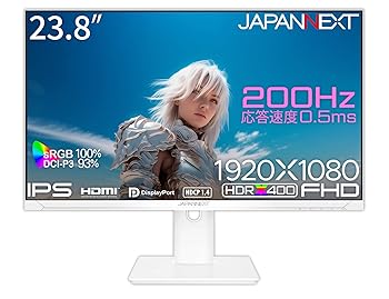 【中古】JAPANNEXT 23.8インチ ゲーミングモニター 200Hz 0.5ms フルHD 1920x1080解像度 IPS パネル ディスプレイ (HDMI/DisplayPort/VESA対応/高さ調節/ 【中古】JAPANNEXT 23.8インチ ゲーミングモニター 200Hz 0.5ms フルHD 1920x1080解像度 IPS パネル ディスプレイ (HDMI/DisplayPort/VESA対応/高さ調節/