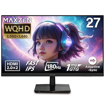 【中古】【未使用】MAXZEN ゲーミングモニター モニター 27インチ 180Hz WQHD 1440P 1ms HDMI2.0×2 DP1.4×2 ブルーライトカット フリッカーレス 27型 ノングレア 【中古】【未使用】MAXZEN ゲーミングモニター モニター 27インチ 180Hz WQHD 1440P 1ms HDMI2.0×2 DP1.4×2 ブルーライトカット フリッカーレス 27型 ノングレア