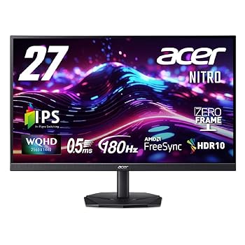 楽天AJIMURA-SHOP【中古】Acer ゲーミングモニター 27インチ IPS WQHD 非光沢 180Hz 0.5ms DCI-P3 95％ VRB機能 HDR10 AMD FreeSync HDMI 2.0 DisplayPort v1.2 スピーカー