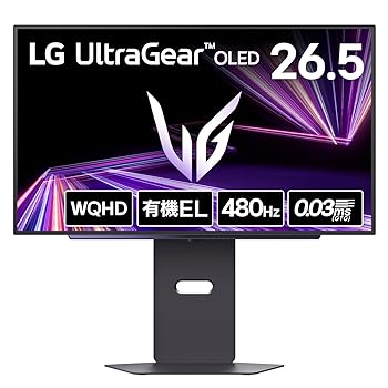 【中古】LG ゲーミングモニター UltraGear OLED 27GX790A-B 26.5インチ/WQHD(2560×1440)/480Hz/有機EL/0.03ms(ClearMR 21000)/DCI-P3 98.5%/DisplayHDR