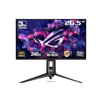 【中古】【未使用】ASUS 有機EL 4K ゲーミングモニター ROG Swift OLED PG27UCDM 27インチ / 4K 第4世代量子ドット有機ELパネル / 240Hz / 0.03ms / OLED Anti-Flic