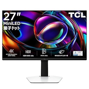 【中古】TCL 量子ドットMini LED モニター 27インチ 4K 広色域 液晶 HVAパネル 非光沢 Display HDR 600 27G74 HDMI USB 縦横回転 高さ調節 同時作業 Type 【中古】TCL 量子ドットMini LED モニター 27インチ 4K 広色域 液晶 HVAパネル 非光沢 Display HDR 600 27G74 HDMI USB 縦横回転 高さ調節 同時作業 Type