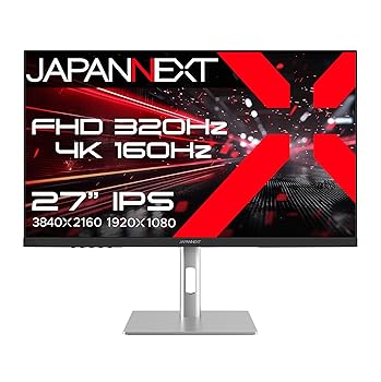 【中古】JAPANNEXT 27インチ IPSパネル搭載 Dual Frame Rate(4K:160Hz/フルHD:320Hz)対応 4K(3840x2160)解像度 ゲーミングモニター JN-IPS27G1632UF-HSP