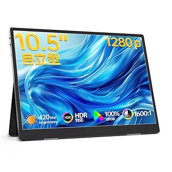 【中古】【未使用】HAILESI モバイルモニター 10.5インチ 1920*1280 3:2画面比 ポータブルモニター モバイルディスプレイ 高輝度420nits IPSパネル 100%sRGB広色域