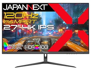 【中古】【未使用】JAPANNEXT 27インチ IPSパネル搭載 120Hz/1ms(MPRT)対応 4K(3840x2160)解像度 ゲーミングモニター JN-IPS27G120U HDMI2.1 DP HDR400相当 sRGB:10