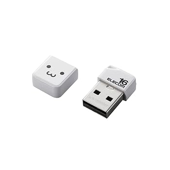 【中古】【未使用】エレコム USBメモリ 16GB USB2.0 小型 ストラップホール キャップ付き ホワイト MF-..