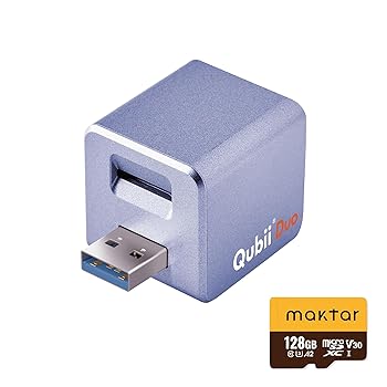 【中古】【未使用】Qubii Duo USB Type A パープル (128GB microSDセット) シリーズ 充電しながら自動バックアップ SDロック機能搭載 iphone バックアップ usbメモ