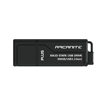 【中古】ARCANITE PLUS, 500GB 外付SSD (USBメモリ) USB 3.2 Gen2 UASP SuperSpeed+, 最大読出速度600MB/s、最大書込速度500MB/s
