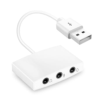 【中古】Iseebiz 外付けサウンドカード USBオーディオ変換アダプタ 3.5mmイヤホンジャックアダプター ドライバ不要 3IN1 USBポートイヤホンジャック充電