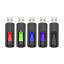 【中古】【未使用】USBメモリ 32GB 5個セット USB 2.0 フラッシュメモリ伸縮式 32ギガバイト サムドライブ ースティック ペンドライブ 5色(黒 紫 青 緑 赤)(2)