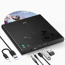 【中古】【未使用】Yisjek CD DVDドライブ 外付けUSB 3.0タイプCスロットインCD/DVDドライブ オーディオ/USBポート/電源ケーブル付きポータブルCD DVDプレーヤー DV