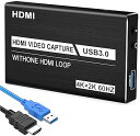 【中古】キャプチャーボード USB3.0 4Kビデオキャプチャカード (4K 30FPSパススルー HDMI 4K30FPS入力 1080P60FPSゲーム録画) HDMIビデオ録画・ライブ配