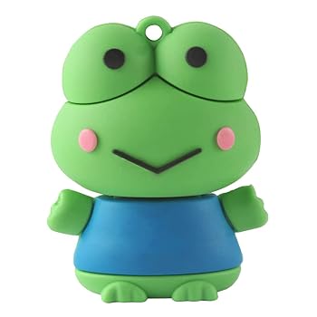 【中古】【日本オフィス出荷】 オモシロUSBメモリ 蛙 カエル 模様 小型 かわいい 2.0フラッシュドライブ チェーエン付き 紛失にくい 容量64G 柔らかいPVC