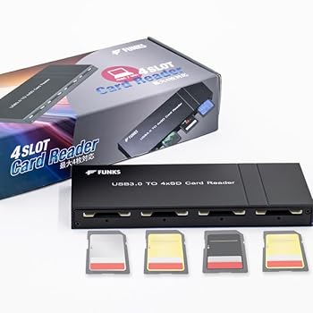 【中古】FUNKS SDカードリーダー 4スロット 4連 4枚 4in1 4スロット USB3.0 搭載 4 複数 複数枚 複数ス..