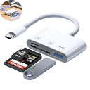 【中古】USB C SD Type-C-SD/TF カードリーダー3in1 Type-C メモリカードリーダーカメラ用 外付メモリーカー 高速双方向データ転送 ...