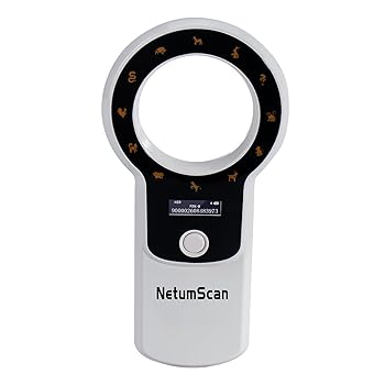 【中古】NetumScan ペットマイクロチップリーダー、RFID EMID ポータブルペットチップスキャナー 充電式データストレージ動物タグスキャナー ISO 11784/1
