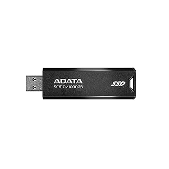【中古】ADATA SSD 外付け 1TB SC610 読込速度 550MB/秒 USB 3.2 Gen 2 USB-A SC610-1000G-CBK/RD