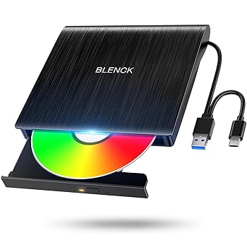 【中古】CD DVDドライブ 外付け 静音 DVDプレーヤー 外付けDVDドライブ USB3.0＆Type-C両接続 読取/書込可 CDプレーヤー バスパワー駆動 外付けCDドライ