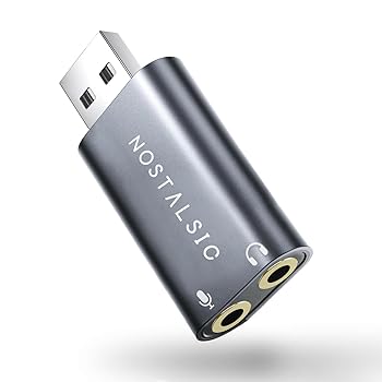 【中古】【未使用】NOSTALSIC USB オーディオ 変換アダプタ USB2.0 to 3.5mm 外付け サウンドカード DAC搭載 24bit/96KHz対応 直挿しタイプ 3極(TRS)専用 イヤホン