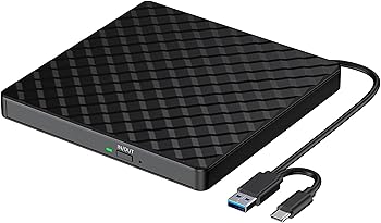【中古】CD DVDドライブ 外付け USB3.0&Type-C両用ケーブル ブラック 外付けDVDドライブ CD DVDレコ CD..